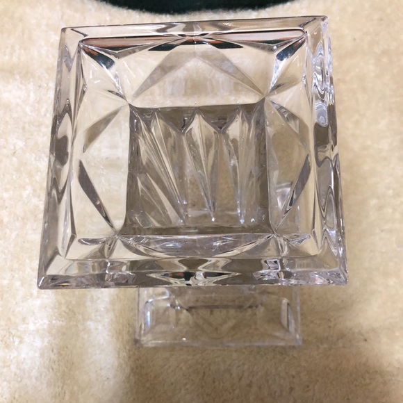 Vintage Heavy Cut Glass Pedestal Candle Holder/Vase, Reversible 7x4” - Picture 5 of 10